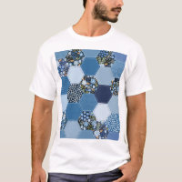 Floral, denim patchwork: blue pattern.