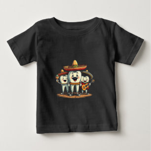 Floral Dental Tooth Funny Cinco De Mayo Baby T-Shirt