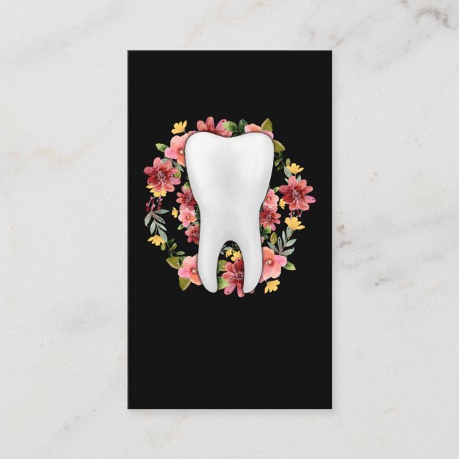 Floral Dentist Tooth Flowers Dental Assistant Business Card (Front)