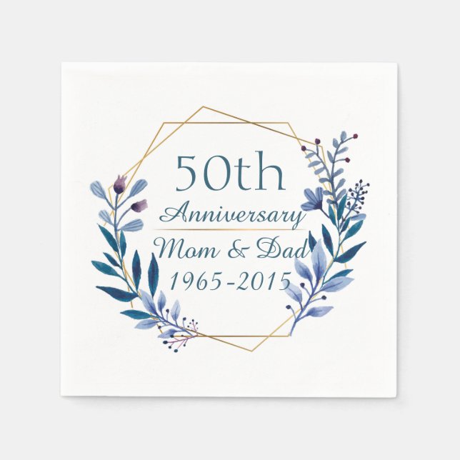 Floral design 50th Wedding Anniversary Napkin (Front)