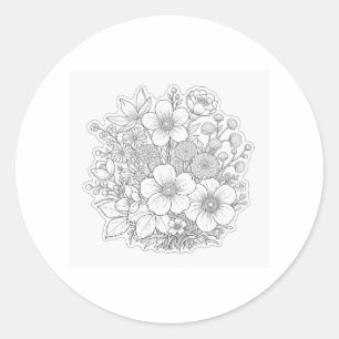 Floral design art classic round sticker