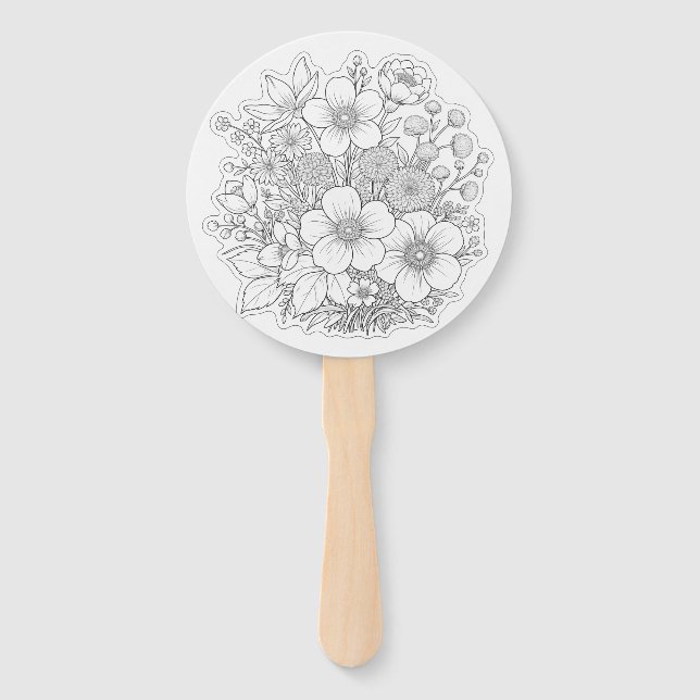 Floral design art hand fan (Front)