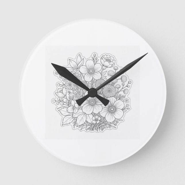 Floral design art round clock (Front)