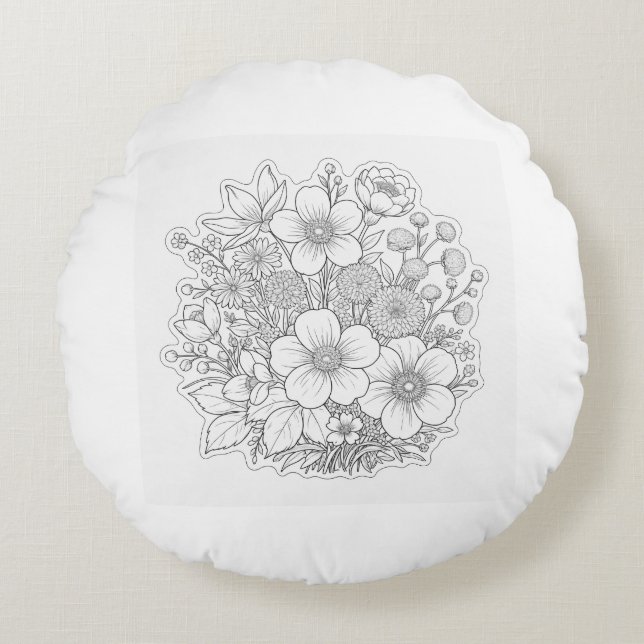 Floral design art round cushion (Front)