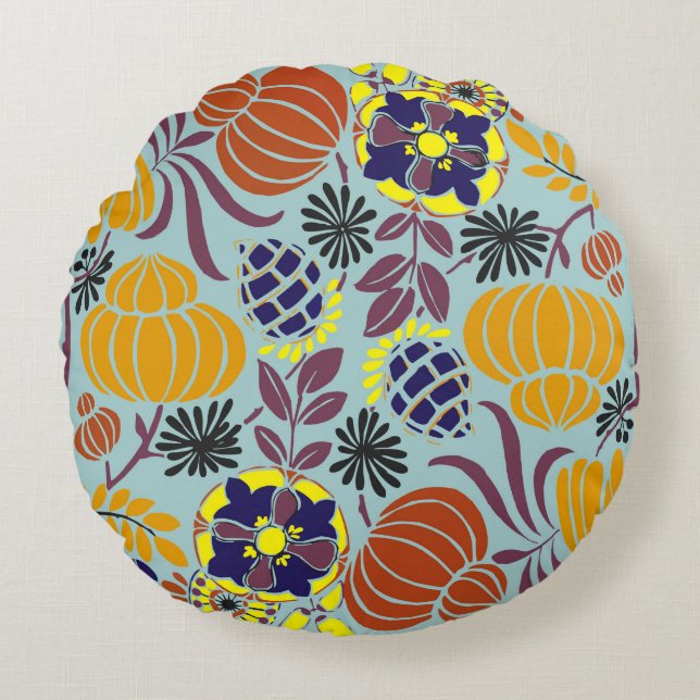 floral design background round cushion (Front)