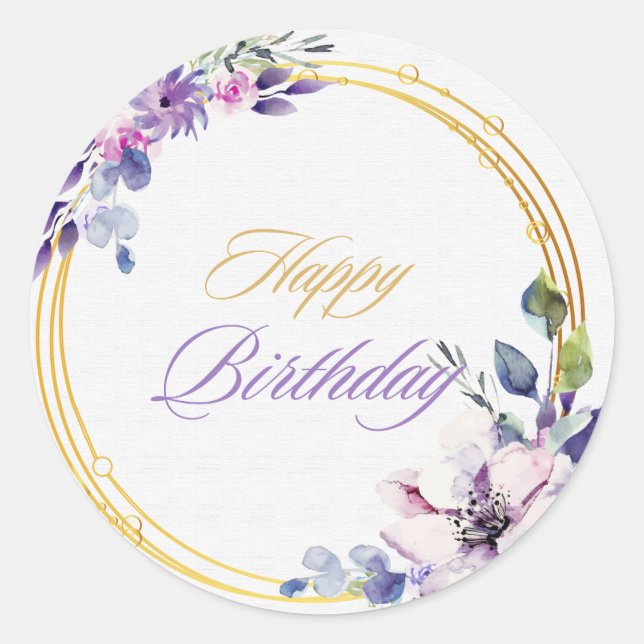 Floral Design Birthday sticker (Front)