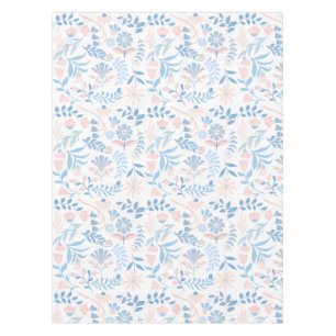 Floral design boho block print blue pink girly tablecloth