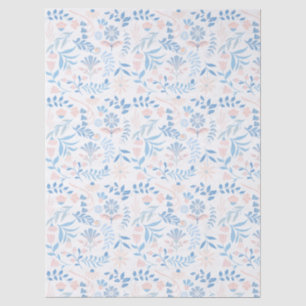Floral design boho block print blue pink girly tissue paper