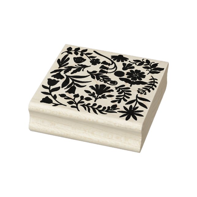 Floral design boho block print rubber stamp (Stamp)