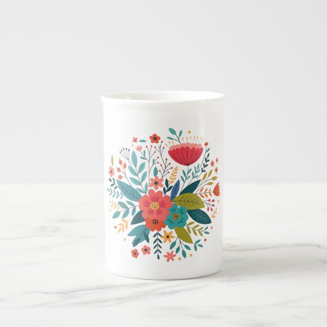 floral design bone china mug (Front)