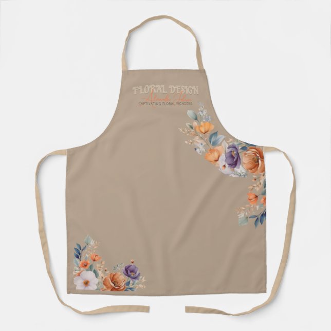 Floral Design Business - Elegant Rustic Kraft Boho Apron (Front)