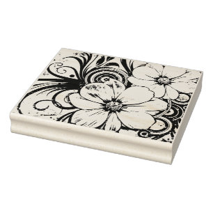 Floral design - card making rubber stamp