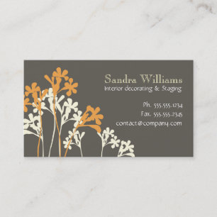 Floral Design Custom Business Card Dark Brown Grey