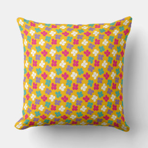 Floral Design Featuring Pink and Blue Flower Cushion