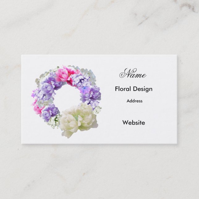 Floral Design Flower Wreath Business Card (Front)