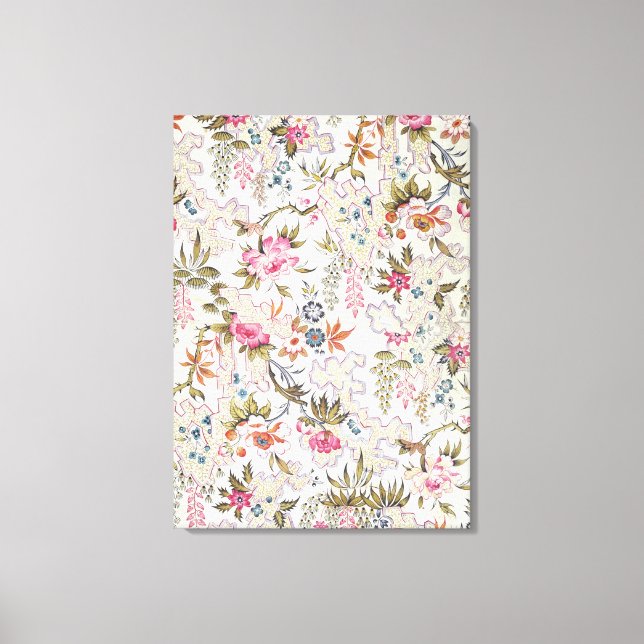Floral design for silk material with stylised flow canvas print (Front)