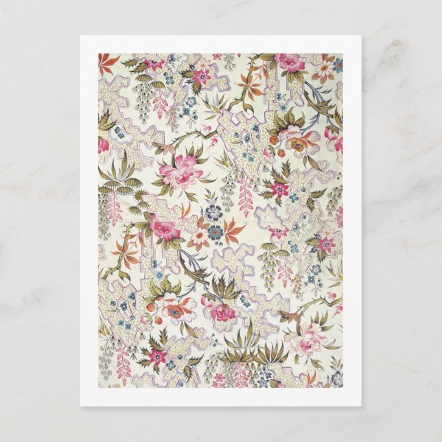 Floral design for silk material with stylised flow postcard (Front)