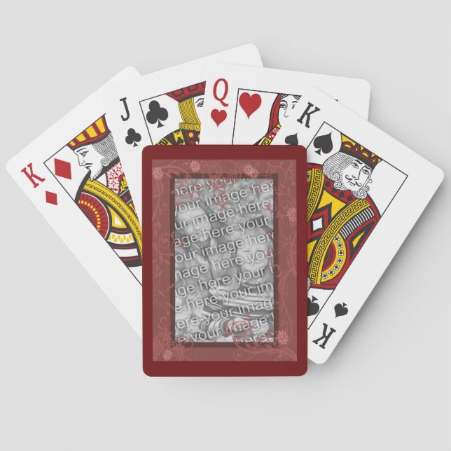 Floral Design Frame Your Photo Template  Playing Cards (Back)