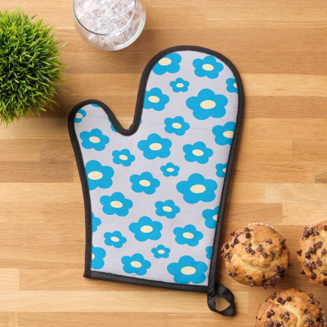 Floral Design Heat-Resistant-Floral  Oven Mitt (Top down)