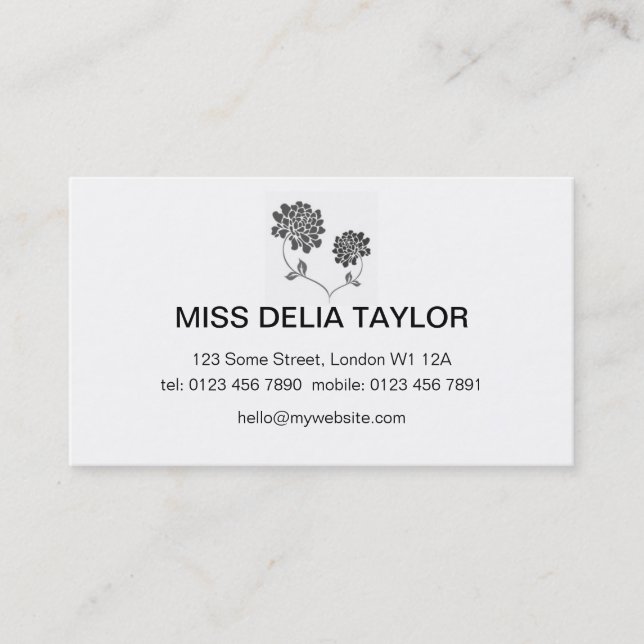 Floral Design in Black and White Business Card (Front)