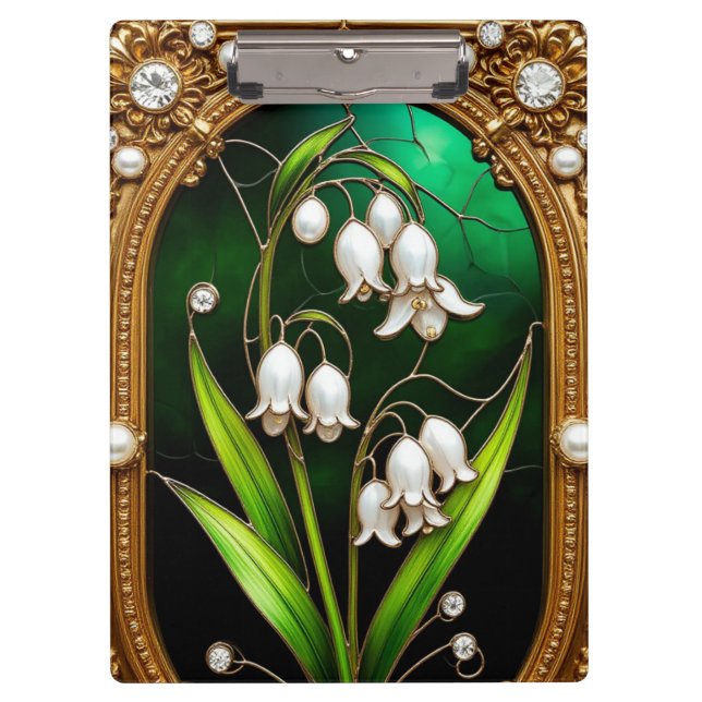 Floral Design in Golden Frame Clipboard (Front)