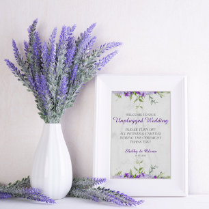 Floral Design in Purple Unplugged Wedding Poster