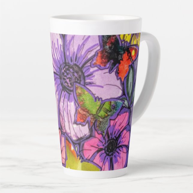 Floral Design latte Mug (Right Angle)