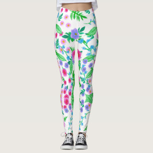 floral design, many roses and green leaves leggings