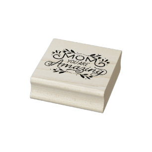 Floral Design Mum you are Amazing Rubber Stamp