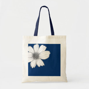 Floral design Navy Blue Tote Bag
