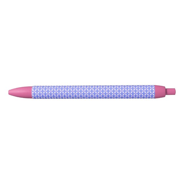 Floral Design Pattern Black Ink Pen (Front)