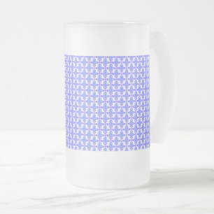 Floral Design Pattern Frosted Glass Beer Mug