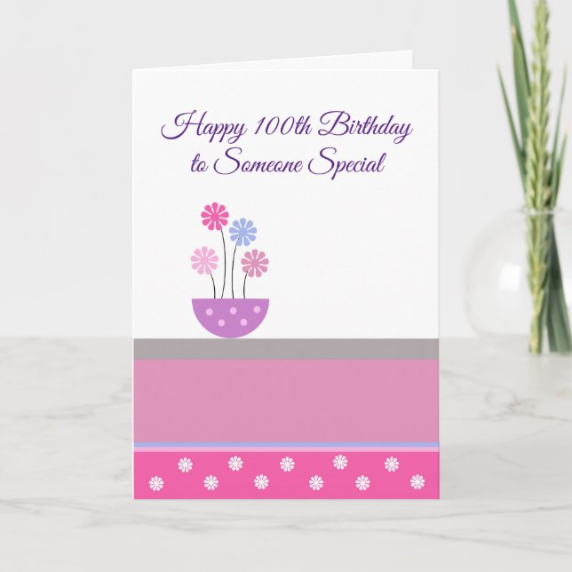 Floral Design Personalised 100th Birthday Card (Front)