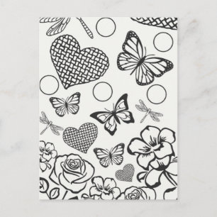 Floral design postcard colour your own