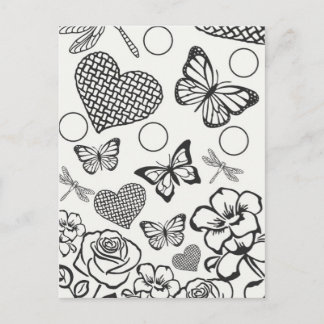 Floral design postcard colour your own