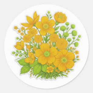 Floral design print art classic round sticker