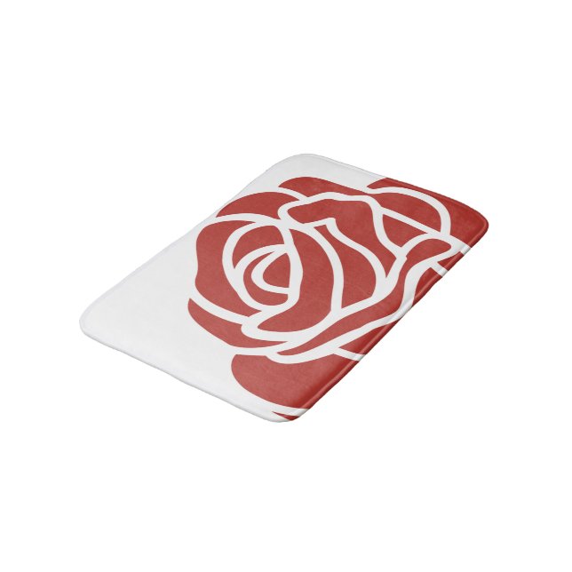 Floral Design Single Red Rose Bath Mat (Angled)