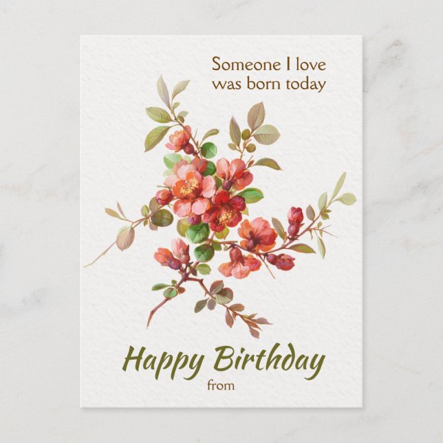 Floral design Someone I love Birthday CC1208 Postcard (Front)