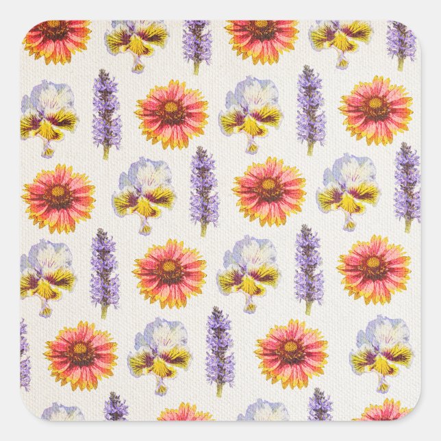 Floral Design Square Sticker (Front)