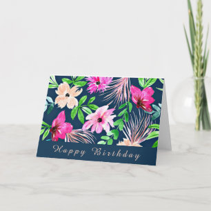 FLORAL DESIGN WATERCOLOR ART HAPPY BIRTHDAY CARD