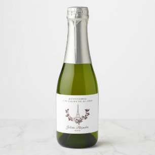 Floral Design with Eiffel Tower for Fiesta Quince Sparkling Wine Label