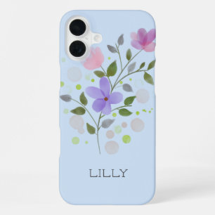 Floral Design with Name Lilly. iPhone 16 Plus Case