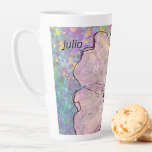 Floral Design with Splatter Paint Latte Mug