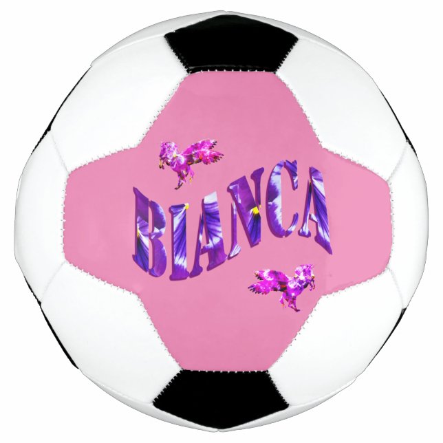 Floral Designed Bianca Name, Soccerball Football (Front)