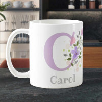 Floral Designed Coffee Mug with Name and Initial