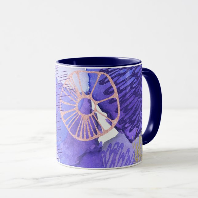 Floral designed purple mug (Front Right)
