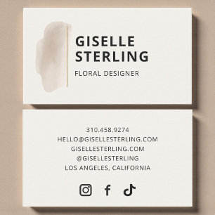 Floral Designer Neutral Beige Watercolor Business Card