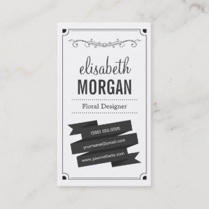 Floral Designer - Retro Black and White Business Card