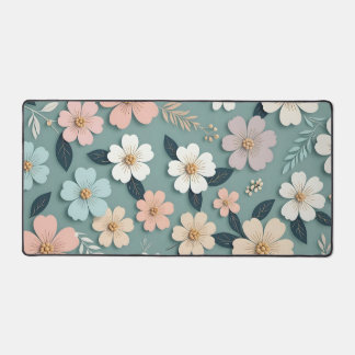 Floral Desk Mat – Custom Name Office Decor