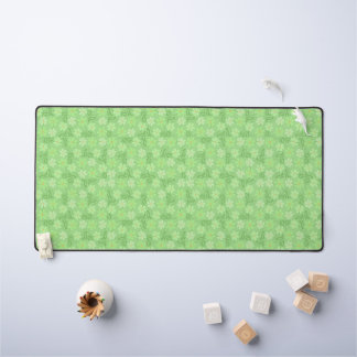 Floral Desk Mat with Green Petals Design